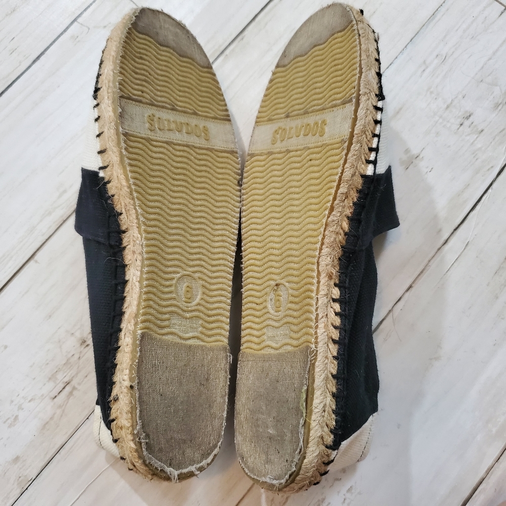 Soludos barca espadrille flats black cream stripe size 6 - Picture 4 of 6
